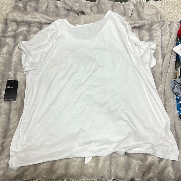 ID Ideology Women S Knot Front T-Shirt White Size S - Picture 3 of 3